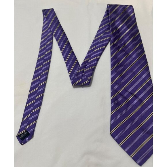 Paul Smith London Purple Striped Silk Tie - Picture 6 of 7
